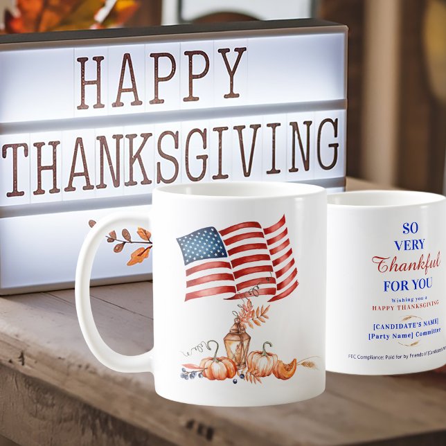 Patriotisk Thanksgiving Val Kampanj Tack Kaffemugg (Patriotic Thanksgiving Election Campaign Thank You Coffee Mug)