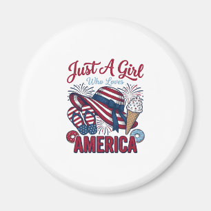 Patriotisk tjej Amerika sommar vintage t-shirt Des Magnet