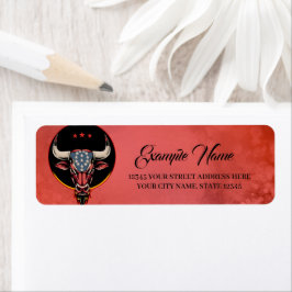 Patriotisk tjur, en amerikansk tjur. returadress etikett