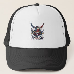 Patriotisk tjur skalle Amerika Vintage 4 juli S Keps