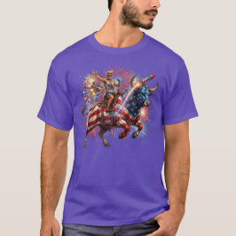 Patriotisk tjurfäktare fyrverkerier USA självständ T Shirt
