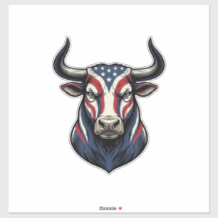 Patriotisk tjurhuvud vintage gravyr design_1 klistermärken