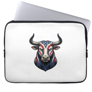 Patriotisk tjurhuvud vintage gravyr design_1 laptop fodral