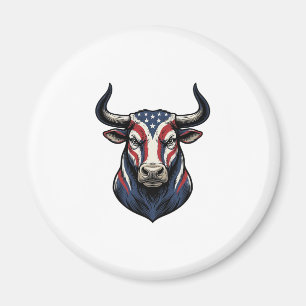 Patriotisk tjurhuvud vintage gravyr design_1 magnet
