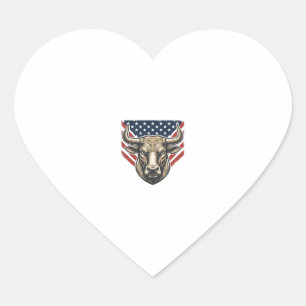 Patriotisk tjurhuvud vintage gravyr vektor konst_1 hjärtformat klistermärke