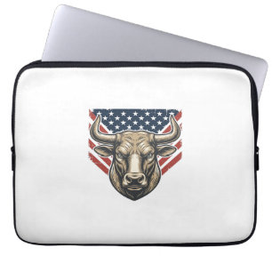 Patriotisk tjurhuvud vintage gravyr vektor konst_1 laptop fodral