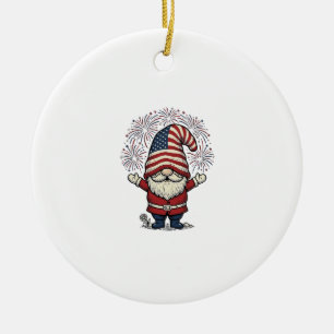 Patriotisk Tomte Eldflugor Vintage Vektor Design_1 Julgransprydnad Keramik