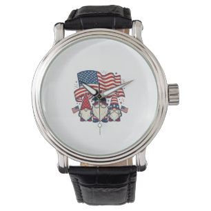 Patriotisk Tomte Flagga Vintage Gravyr Design_1 Armbandsur
