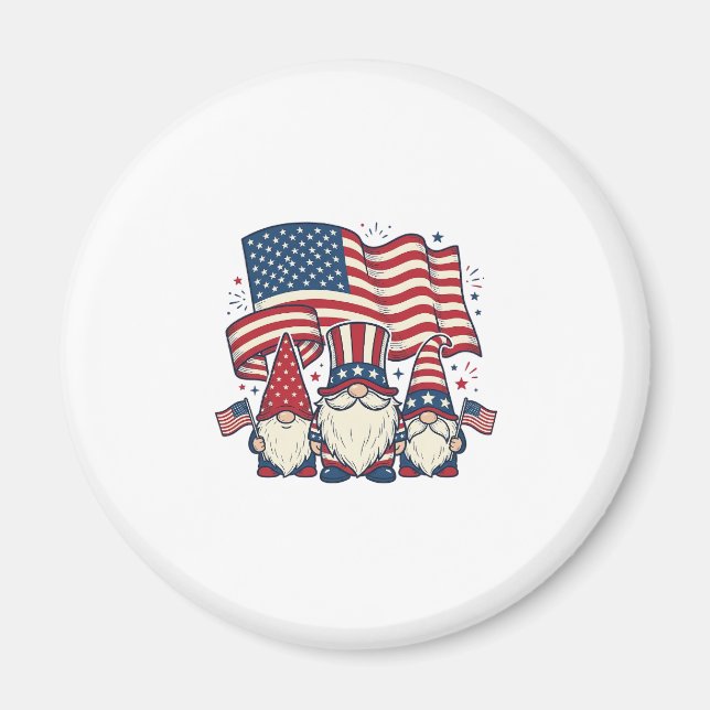 Patriotisk Tomte Flagga Vintage Gravyr Design_1 Magnet (Framsidan)