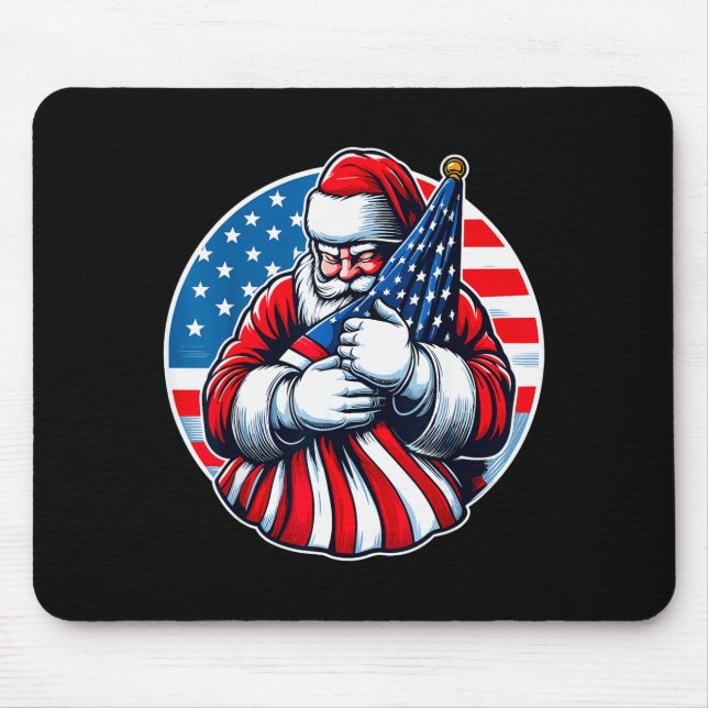 Patriotisk tomte för män kvinnor USA-flagga jul Musmatta (Framsidan)
