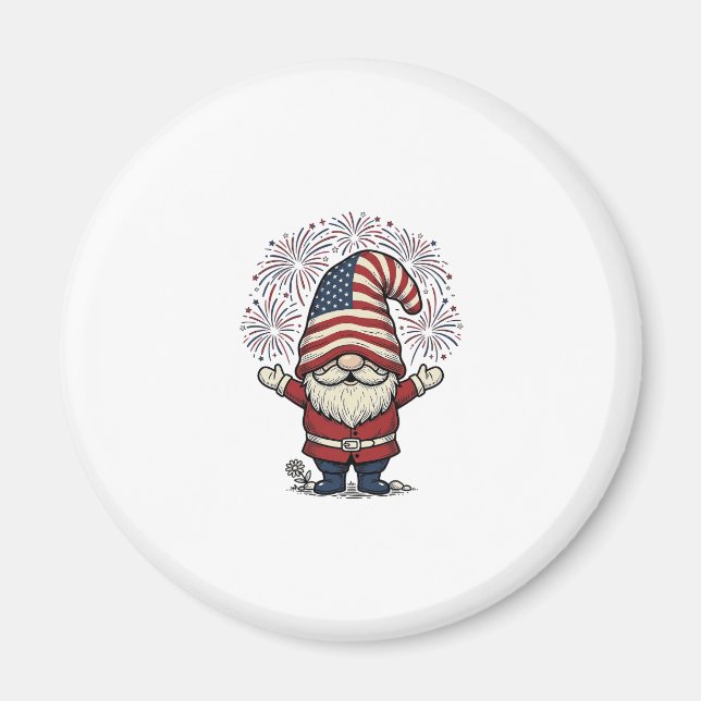 Patriotisk Tomte Fyrverkeri Vintage Vektor Design_ Magnet (Framsidan)