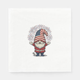 Patriotisk Tomte Fyrverkeri Vintage Vektor Design_ Pappersservett