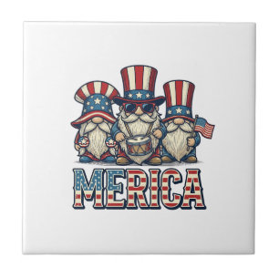 Patriotisk Tomte Merica Vintage Vektor Design_1 Kakelplatta
