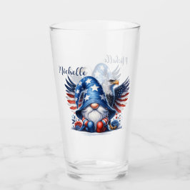 Patriotisk Tomte och Örn Americana Firande Glaskopp
