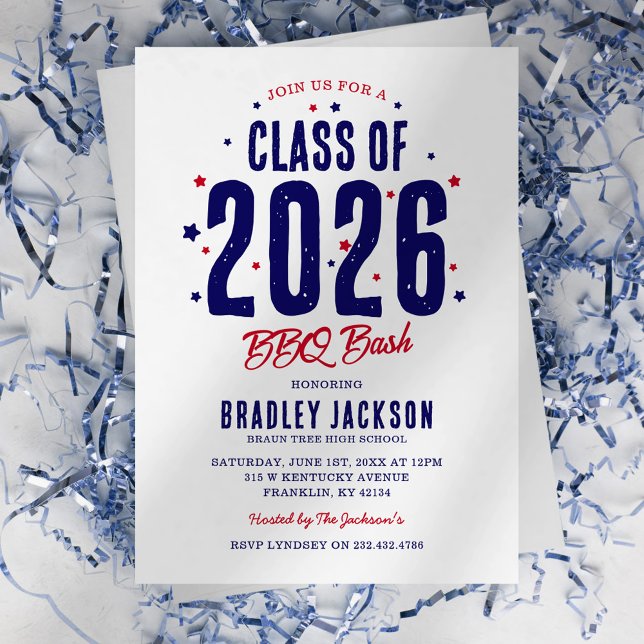 Patriotisk trädgårds-BBQ-examensfest Inbjudningar (Skapare uppladdad)