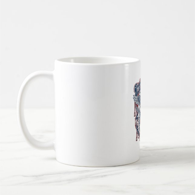 Patriotisk trädgårdsflaggstil Vektor Grafisk T-shi Kaffemugg (Vänster)