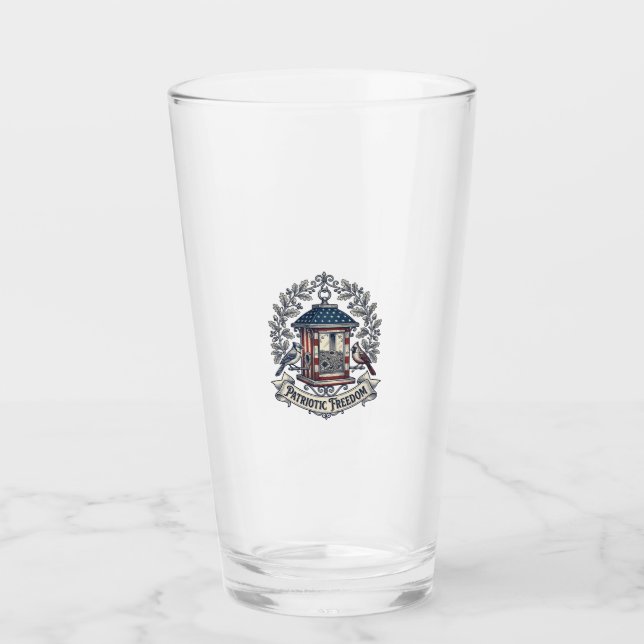 Patriotisk Trädgårdsmatar för Fåglar Vektorgrafik  Glaskopp (Framsida)