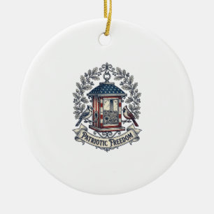Patriotisk Trädgårdsmatar för Fåglar Vektorgrafik Julgransprydnad Keramik