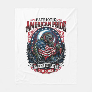 Patriotisk träskmonster Old Glory Skräckmonster P Fleecefilt