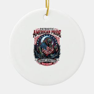 Patriotisk träskmonster Old Glory Skräckmonster P Julgransprydnad Keramik
