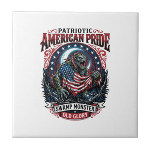 Patriotisk träskmonster Old Glory Skräckmonster P Kakelplatta