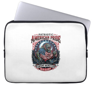 Patriotisk träskmonster Old Glory Skräckmonster P Laptop Fodral