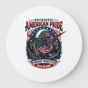 Patriotisk träskmonster Old Glory Skräckmonster P Stor Klocka
