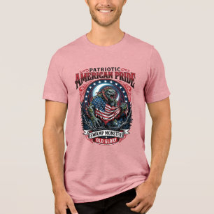 Patriotisk träskmonster Old Glory Skräckmonster P T Shirt
