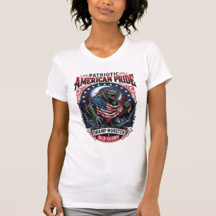 Patriotisk träskmonster Old Glory Skräckmonster P T Shirt