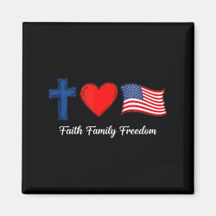 Patriotisk tro familj frihet usa flagga 4 juli magnet