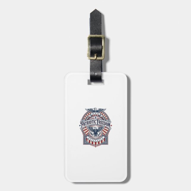 Patriotisk tro framför rädsla USA Vector Graphic T Bagagebricka (Vertikal Framsida)