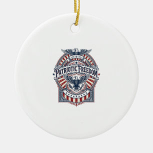 Patriotisk tro framför rädsla USA Vector Graphic T Julgransprydnad Keramik
