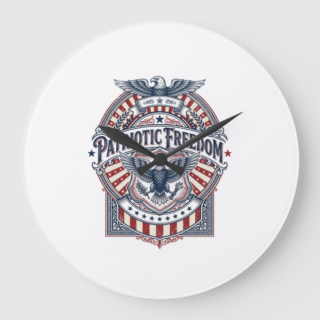 Patriotisk tro framför rädsla USA Vector Graphic T Stor Klocka (Framsida)