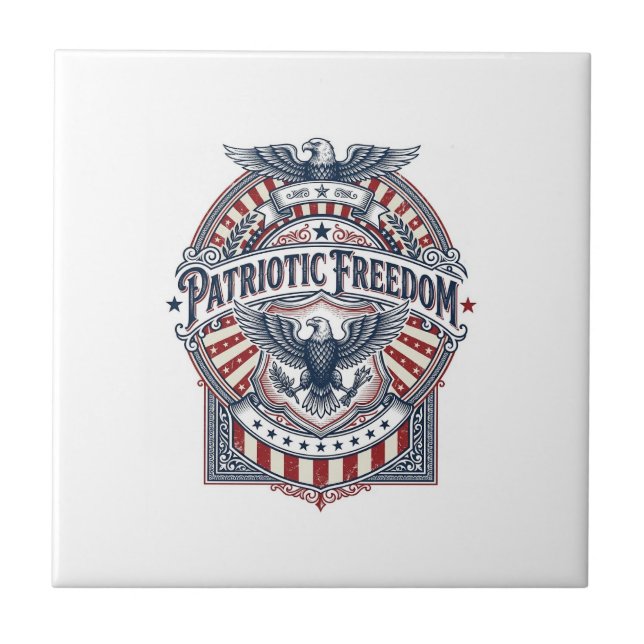 Patriotisk tro över rädsla USA Vector Graphic Tee Kakelplatta (Framsidan)