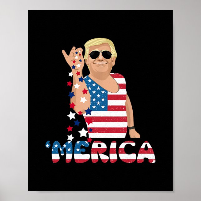 Patriotisk Trump 4:e Juli Amerika Frihet Oberoend Poster (Framsidan)