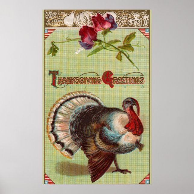 Patriotisk Turkiet-Thanksgiving för Vintage Poster (Framsidan)