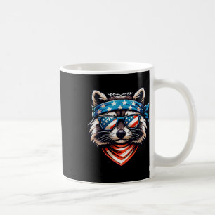 Patriotisk tvättbjörn 4 juli amerikansk flaggsoptr kaffemugg