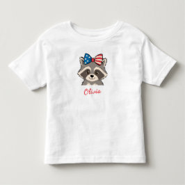 Patriotisk tvättbjörn Röd Vit Blå Båge Namn T Shirt