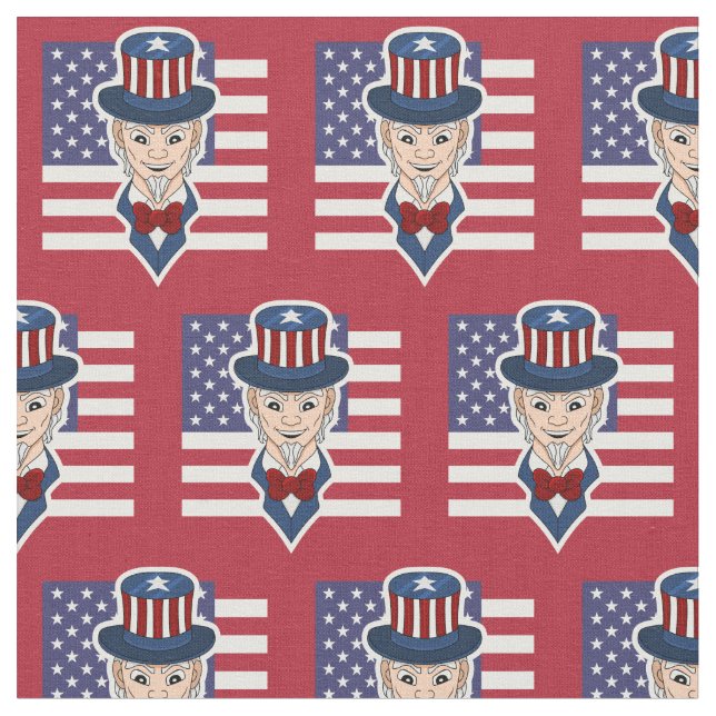 Patriotisk tyg med farbror Sam seriefigur (Närbild)