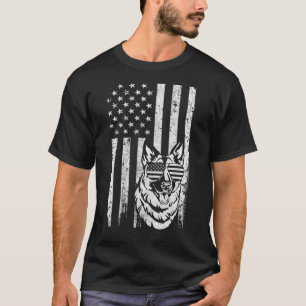 Patriotisk tysk schäferhund USA-flagga hund 4 juli T Shirt
