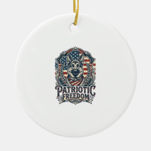 Patriotisk tysk schäfervektorgrafik T-shirt_1 Julgransprydnad Keramik