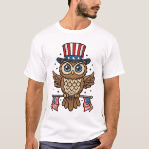 Patriotisk uggla Vintage gravyr grafik_1 T Shirt