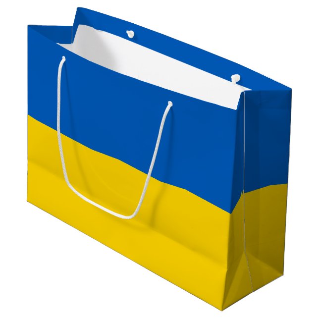 Patriotisk ukrainsk flagg stor presentpåse (Framsidan Vinklad)