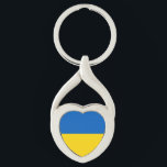 Patriotisk ukrainsk flagga twisted heart silverfärgad nyckelring<br><div class="desc">Patriotisk flagga av Ukraina.</div>