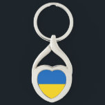 Patriotisk ukrainsk flagga twisted heart silverfärgad nyckelring<br><div class="desc">Patriotisk flagga av Ukraina.</div>
