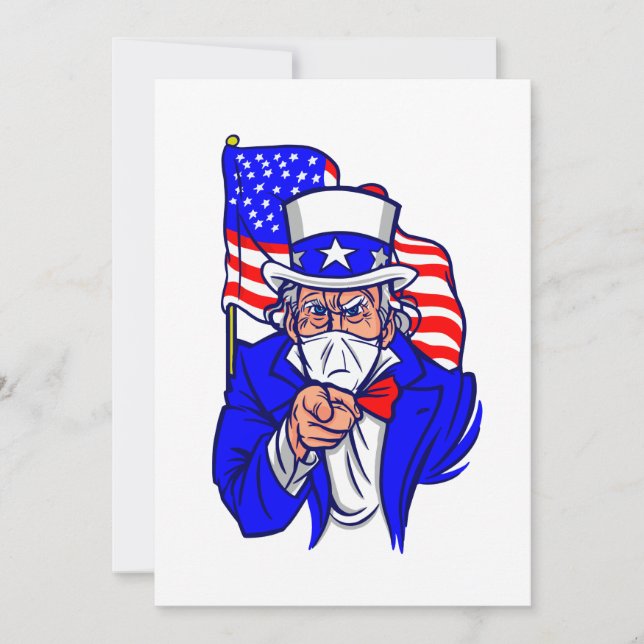 patriotisk Uncle Sam ansiktsmask usa Inbjudningar (Framsida)