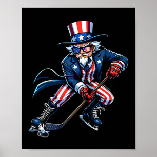 Patriotisk Uncle Sam Hockeyspelare 4 juli herrar Poster
