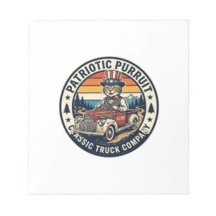 Patriotisk Uncle Sam Katt Retro Solnedgång T-Shirt Anteckningsblock