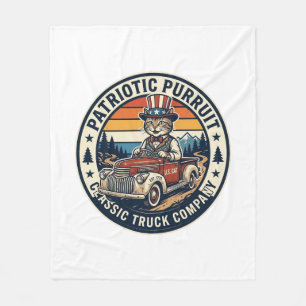 Patriotisk Uncle Sam Katt Retro Solnedgång T-Shirt Fleecefilt
