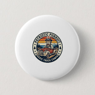 Patriotisk Uncle Sam Katt Retro Solnedgång T-Shirt Knapp